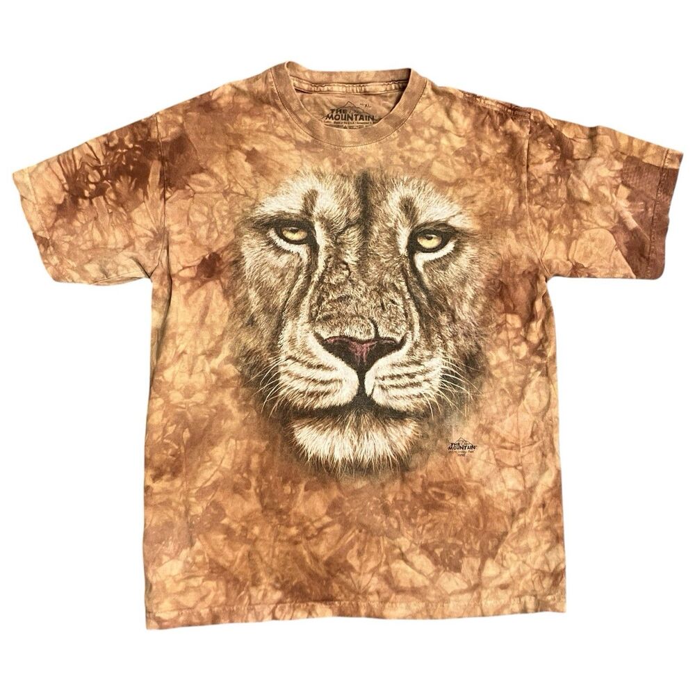 The Mountain Lion Big Face Tie Dye T Shirt Youth XL Adult Small Brown Y2K Nature